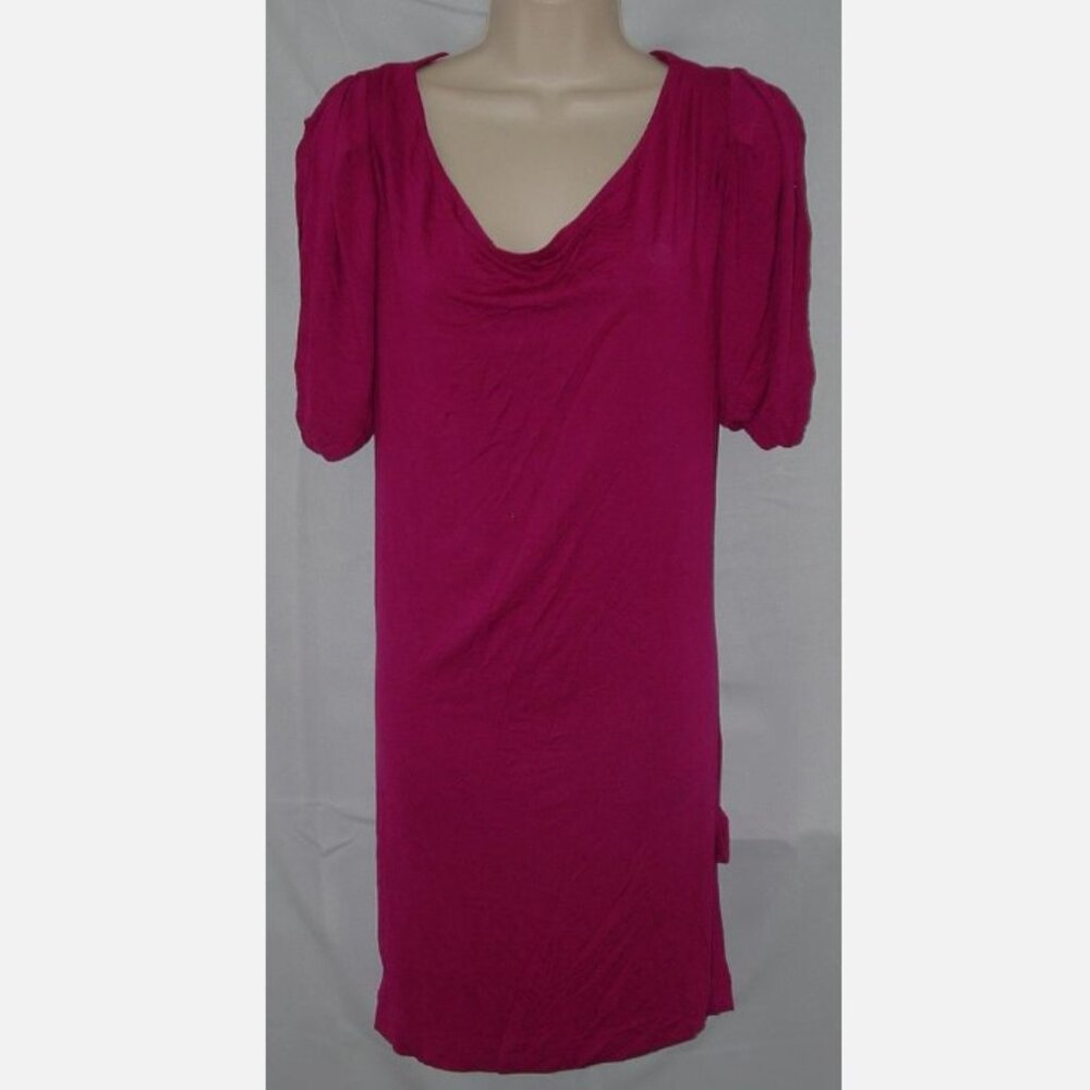 NEW Magenta Sz XS Office or Casual Drape Neck Soft Stretchy Knee Length Dress